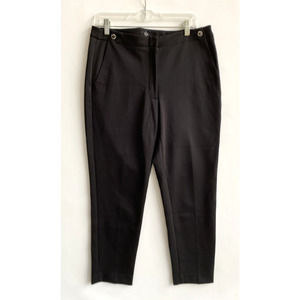 White House Black Market The Slim Ankle Pant Ponte Black High Rise Jewel Size 12